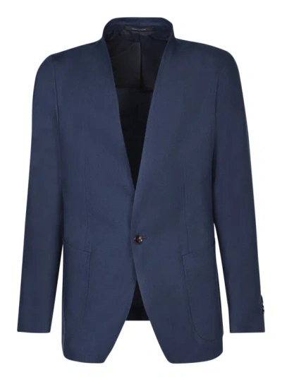 Shop Tagliatore Linen Jacket In Blue