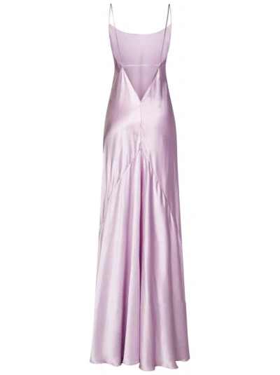 Shop Victoria Beckham Long Rose Viscose Satin Dress In Purple