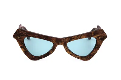 Shop Marni Eyewear Triangle Frame Sunglasses In Brown