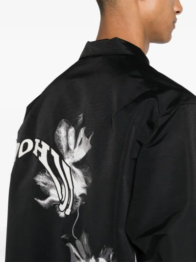 Shop Y-3 Logo-embroidered Padded Shirt Jacket In Black
