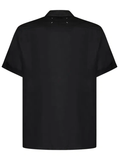 Shop Maison Margiela Black Short-sleeved Twill C Shirt