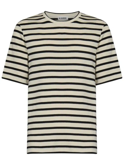 Shop Jil Sander Striped Jersey T-shirt In Grey