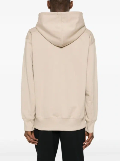 Y-3 Logo Printed Zipped Hoodie In Neutrals