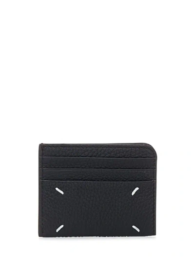 Shop Maison Margiela Black Textured Leather Card Holder
