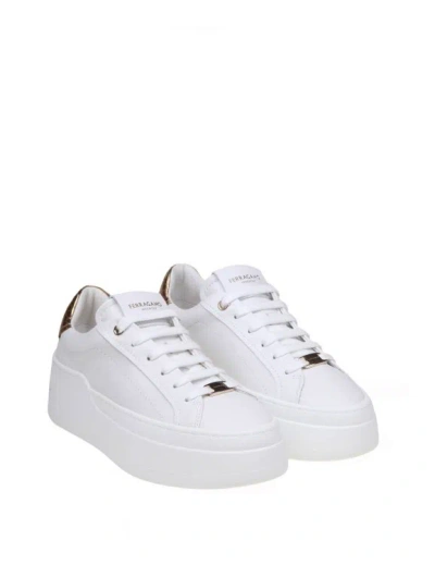 Shop Ferragamo Dahlia Sneakers In White Leather