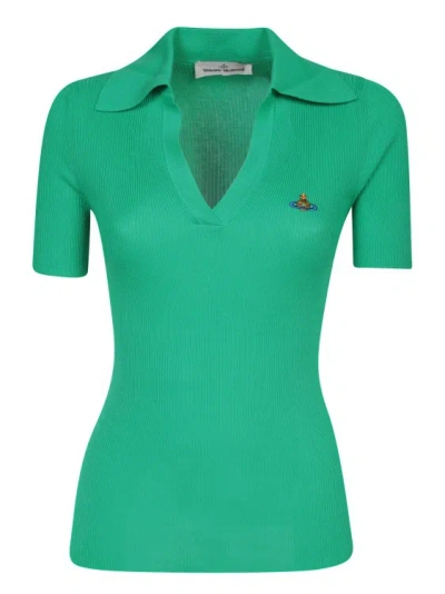 Shop Vivienne Westwood Green Cotton Polo Shirt