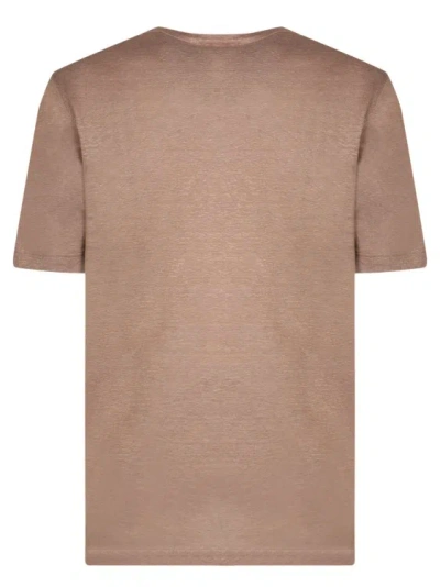 Shop Lardini Linen T-shirt In Brown