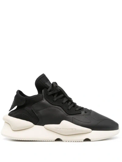 Shop Y-3 Kaiwa Leather Sneakers In Black