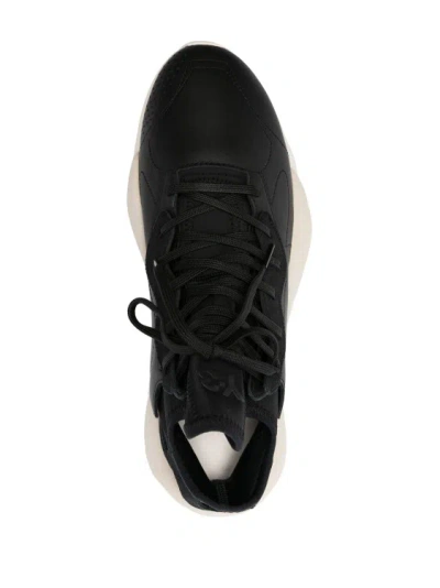 Shop Y-3 Kaiwa Leather Sneakers In Black