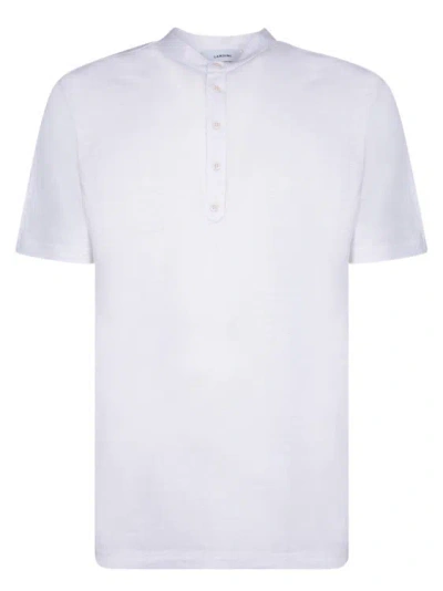 Shop Lardini Linen Serafino Short Sleeve In White