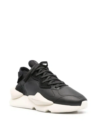Shop Y-3 Kaiwa Chunky Leather Sneakers In Black