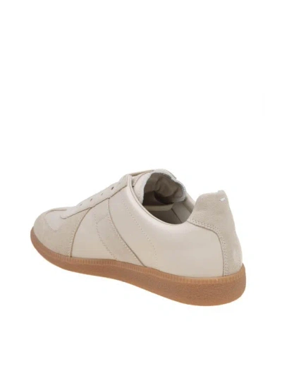 Shop Maison Margiela Replica Sneakers In Leather And Suede In Grey
