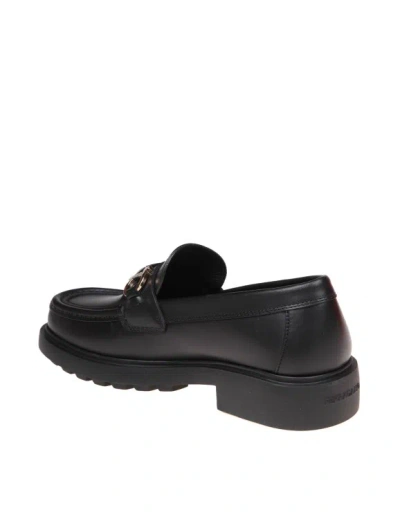 Shop Ferragamo Duglas Leather Loafers With Gancini Buckle In Black