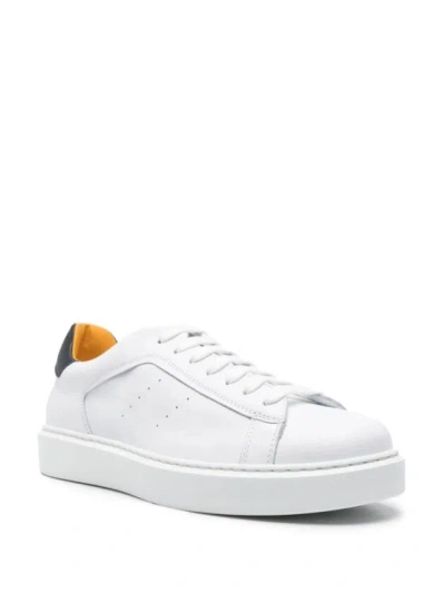 Shop Doucal's Leather Flatform Sneakers In White