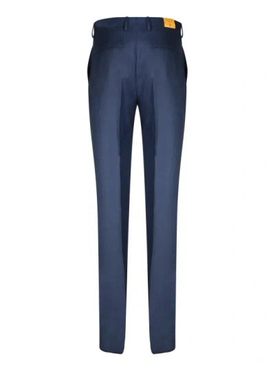 Shop Tagliatore Blue Linen Trousers