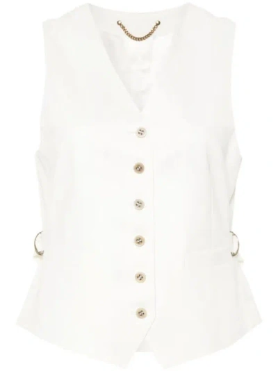 Shop Golden Goose V-neck Twill Waistcoat In White