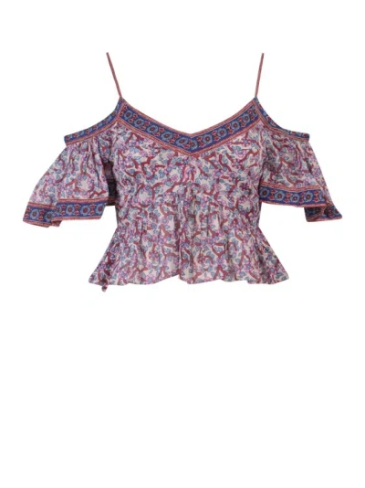 Shop Isabel Marant Étoile Crop Fit Cotton Top In Multicolor