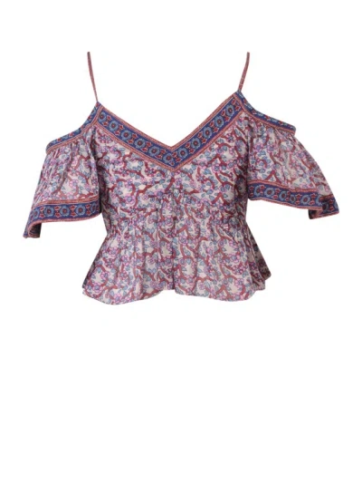 Shop Isabel Marant Étoile Crop Fit Cotton Top In Multicolor