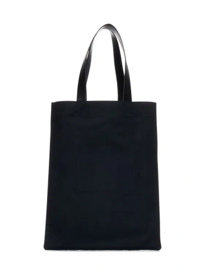 Shop Jil Sander Black Linen And Cotton Canvas Medium Tote Bag