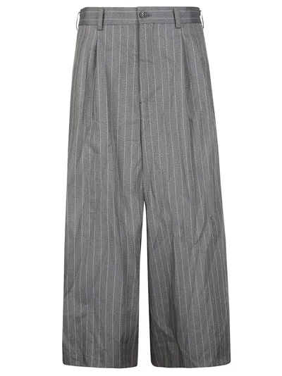 Shop Comme Des Garçons Comme Des Garçons Pinstriped Pleated Pants In Grey