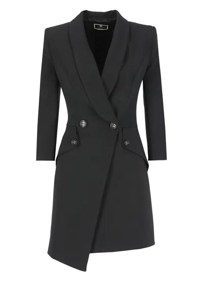 Shop Elisabetta Franchi Asymmetric Mini Blazer Dress In Black