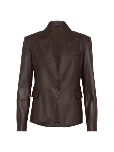 Shop Brunello Cucinelli Women's Nappa Leather Jacket In Brown