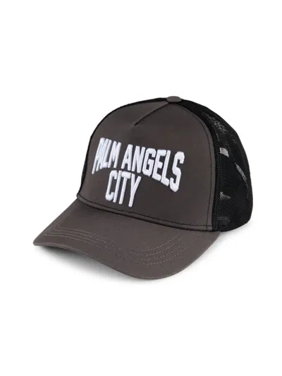 Shop Palm Angels Men's Pa City Trucker Hat In Dark Grey White