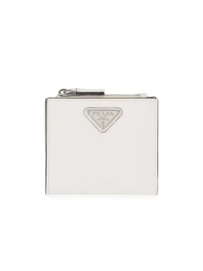 Shop Prada Men's Small Saffiano Leather Wallet In White