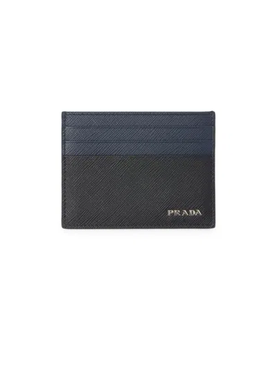 Shop Prada Men's Saffiano Leather Card Holder In Black
