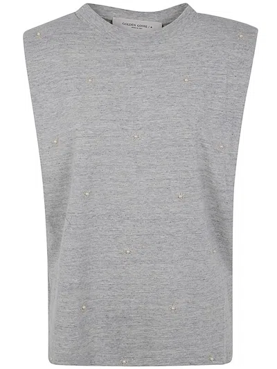 Shop Golden Goose Journey W`s Sleeveless Padded Shoulder T-shirt Clothing In Grey