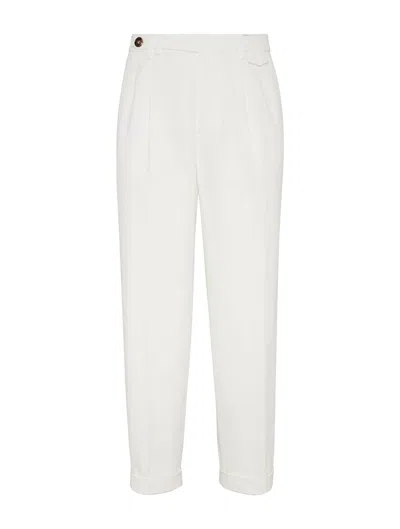 Shop Brunello Cucinelli Chinos With Pleats In Nude & Neutrals