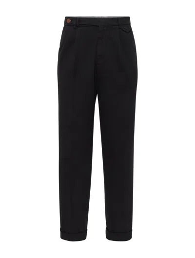 Shop Brunello Cucinelli Chinos With Pleats In Black