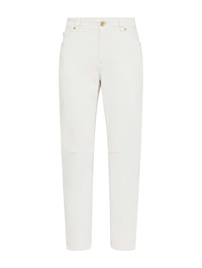 Shop Brunello Cucinelli Mid-rise Tapered Jeans In White