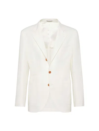 Shop Brunello Cucinelli Single-breasted Blazer With Peak Lapels In White