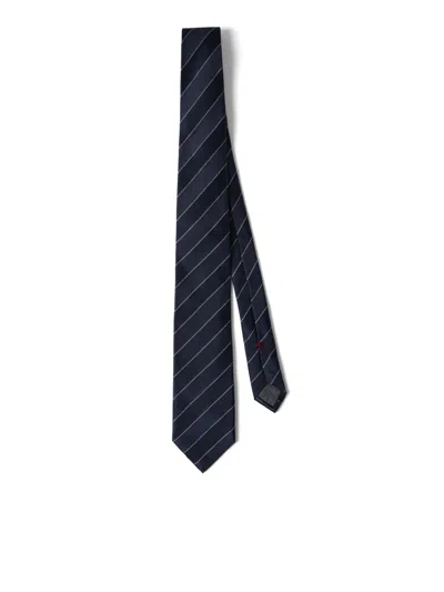 Shop Brunello Cucinelli Striped Tie In Blue