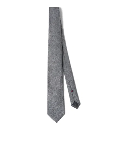 Shop Brunello Cucinelli Tie With Jacquard Effect In Grey