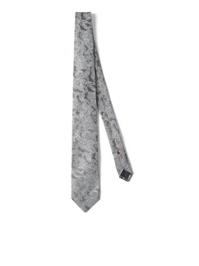 Shop Brunello Cucinelli Tie With Jacquard Effect In Grey
