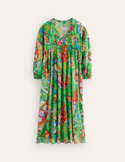 Shop Boden Sarah Maxi Kaftan Dress Kelly Green, Paisley Azure Women