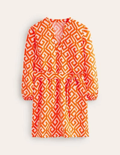Shop Boden Cleo Linen Tie Waist Dress Flame Scarlet, Maze Women
