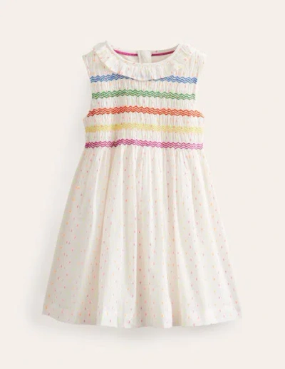 Shop Mini Boden Smocked Bodice Dress Ivory Dobby Girls Boden
