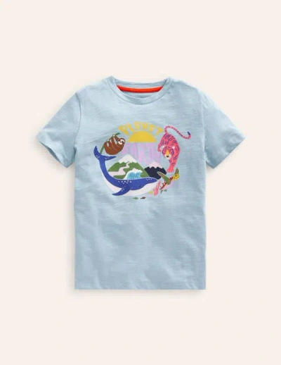 Shop Mini Boden Printed T-shirt Blue Earth Girls Boden