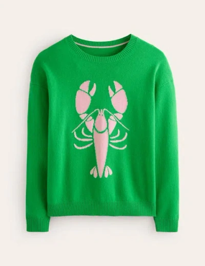 Shop Boden Lydia Cashmere Sweater Bright Green, Lobster Women
