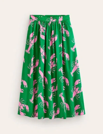 Shop Boden Layla Cotton Sateen Skirt Green Tambourine, Lobster Women