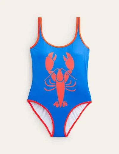 Shop Boden Binding Scoop Swimsuit Indigo Bunting, Lobster Women
