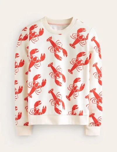 Shop Boden Hannah Printed Sweatshirt Ivory, Lobster Women