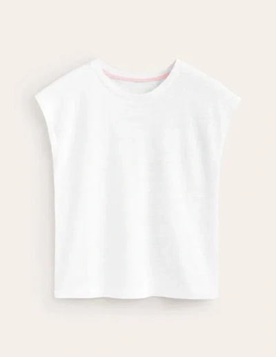 Shop Boden Louisa Crew Neck Linen T-shirt White Women