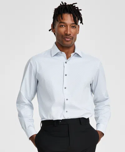Shop Alfani Men's Classic/regular-fit Micro-dot Dress Shirt, Created For Macy's In Lt Grey