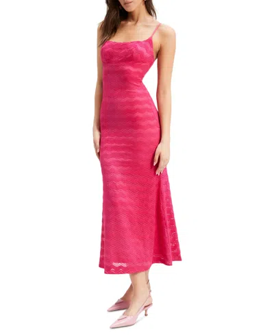 Shop Bardot Women's Adoni Scoop-neck Zig Zag Sleevless Midi Dress In Magenta