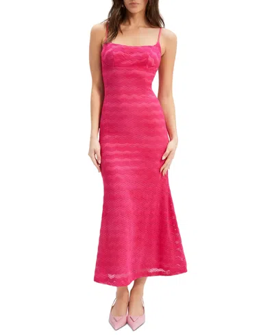 Shop Bardot Women's Adoni Scoop-neck Zig Zag Sleevless Midi Dress In Magenta