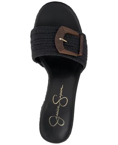 Shop Jessica Simpson Women's Peccio Woven Slide Sandals In Black Polyester